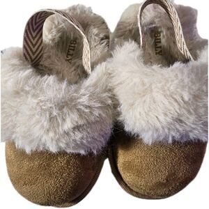 Billy Cozy Sling Scuff Toddler Slippers Size 7 Tan Faux Fur Backstrap NWOT